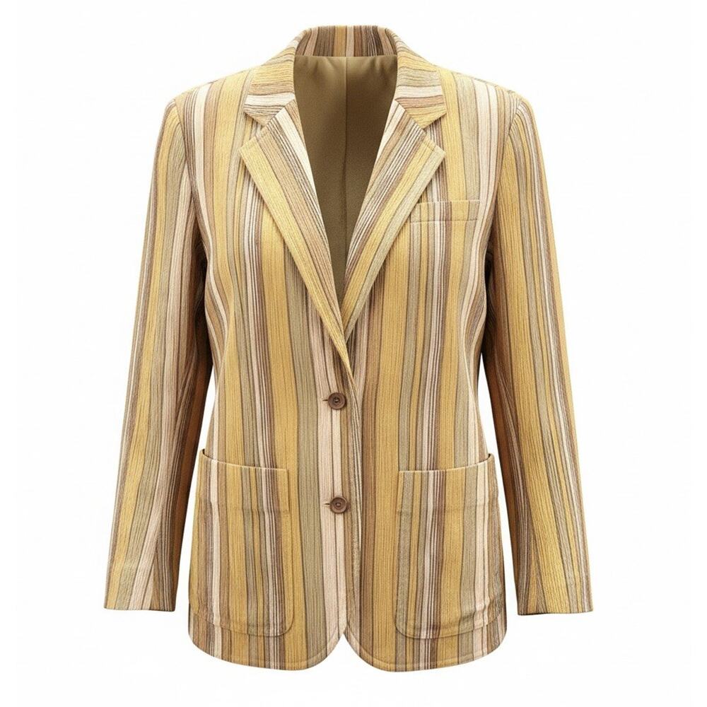Vintage 1960's Tokyo Women Gold Stripe French Inspired Blazer 7 Small